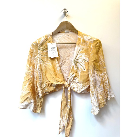Maaji Tops - Maaji Palm Springs Golden Crop Top NWT Reversible Tie Front Resort Vacation Size